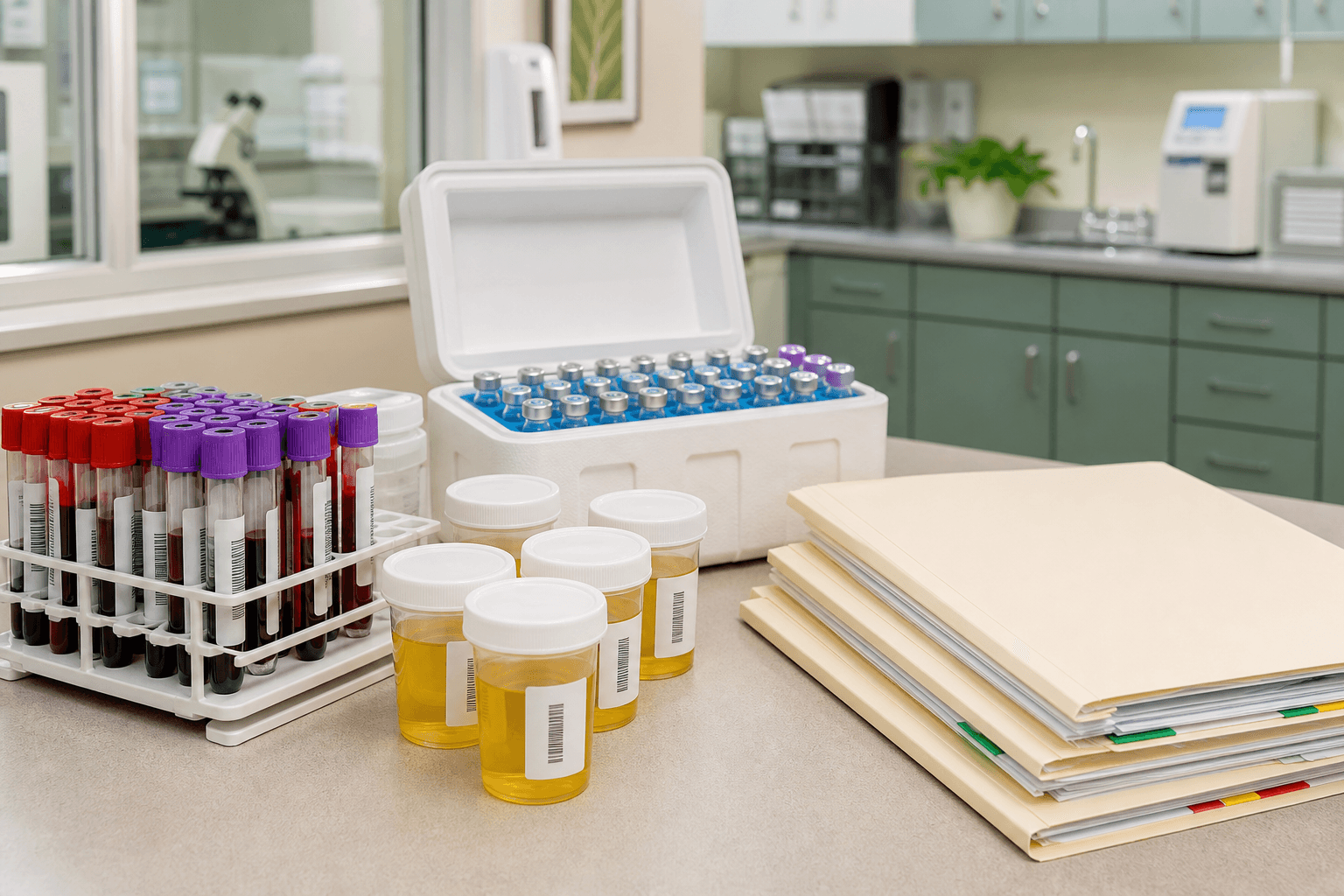 Lab specimens, vaccines, and documentation for courier pickup